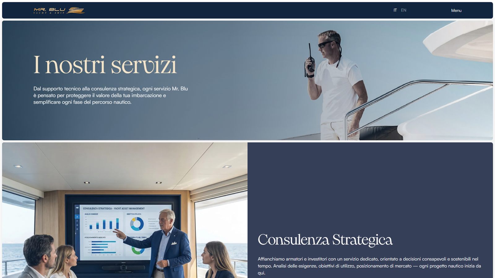 Gabriele Puia - Mr. Blu Yacht & Ship website - Services page