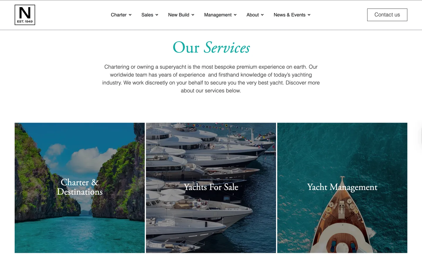 Gabriele Puia - Nicholson Yachts website - Our services page